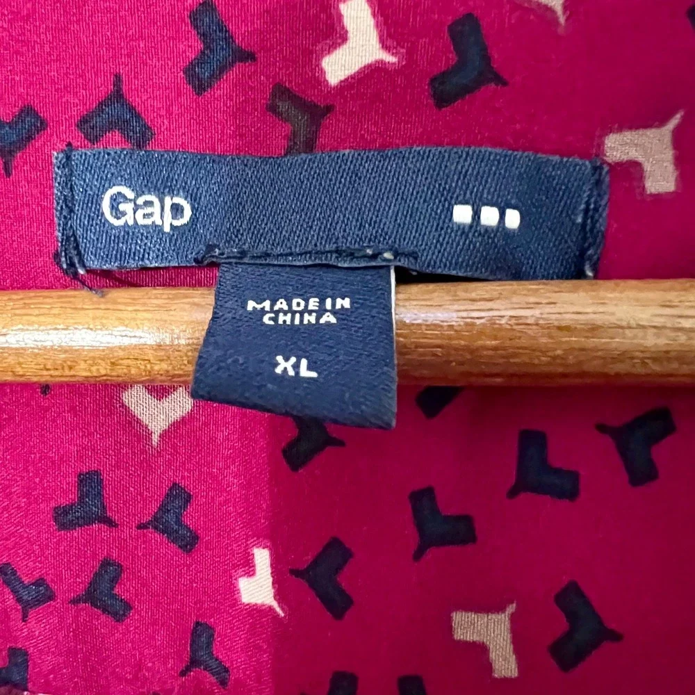 Gap Magenta Pink Heart‎ Print Short Sleeve Elastic Waist Dress XL - Picture 5 of 7